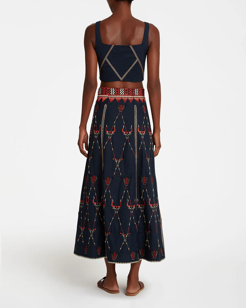 Camille Bulls Embroidery Skirt (9089551630641)