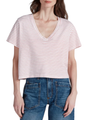 ASKK NY STRIPED SHRUNKEN V-NECK TEE