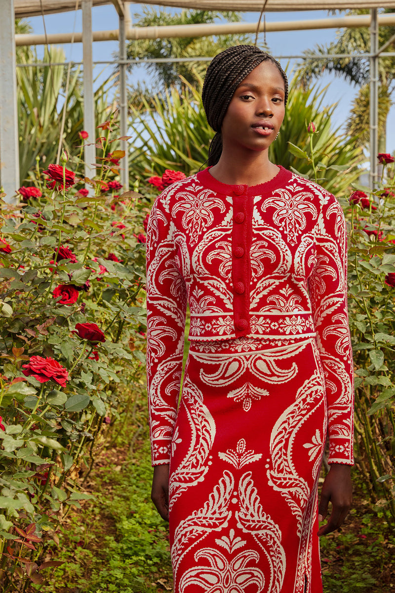 FARM RIO TROPICAL JACQUARD KNIT CARDIGAN (10161781899569)