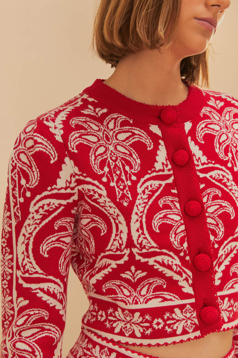 FARM RIO TROPICAL JACQUARD KNIT CARDIGAN (10161781899569)