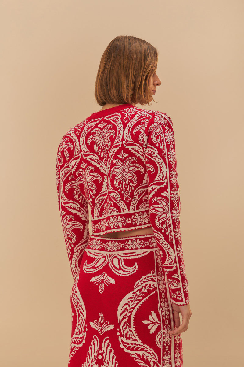 FARM RIO TROPICAL JACQUARD KNIT CARDIGAN (10161781899569)