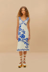 FARM RIO OFF-WHITE FLORAL CASCADE WAVY MIDI DRESS (10165212741937)