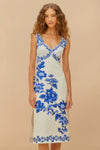 FARM RIO OFF-WHITE FLORAL CASCADE WAVY MIDI DRESS (10165212741937)