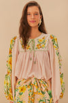 FARM RIO BOTANICAL BEAUTY PINK LONG SLEEVE (10165212709169)