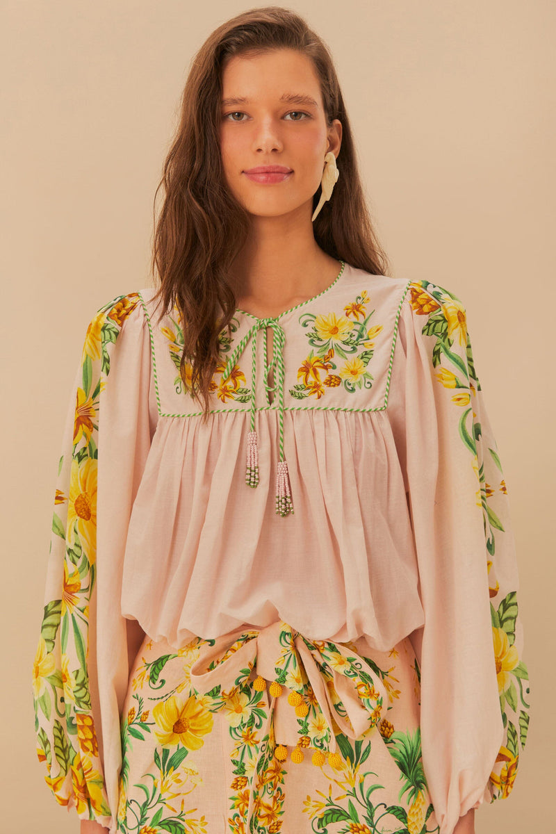 FARM RIO BOTANICAL BEAUTY PINK LONG SLEEVE (10165212709169)