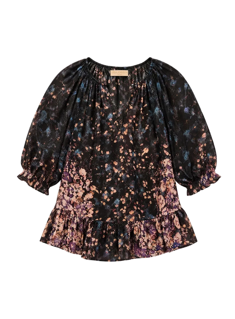 ULLA JOHNSON ELISE SHORT SLEEVE SILK BLOUSE