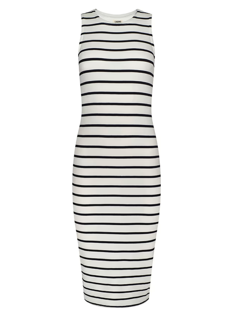 knee length dresses for ladies Ribbed Racerback Tank Midi Dress Gray main image 0