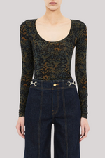ULLA JOHNSON ARIS JERSEY LONG SLEEVE U-NECK TOP