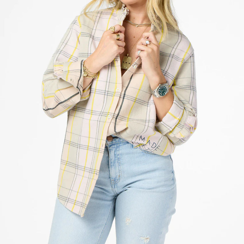 KERRI ROSENTHAL MIA RUFFLE SHIRT IN PLAID (9732075585841)