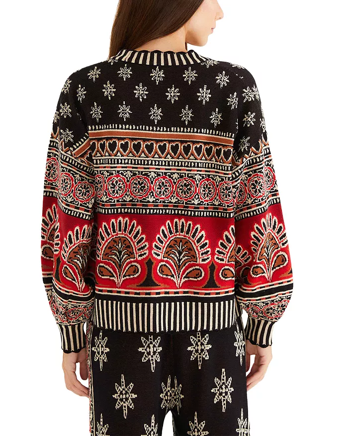 FARM RIO AINIKA LOVE COCONUT GROOVE KNIT CARDIGAN