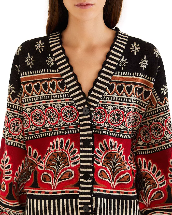 FARM RIO AINIKA LOVE COCONUT GROOVE KNIT CARDIGAN