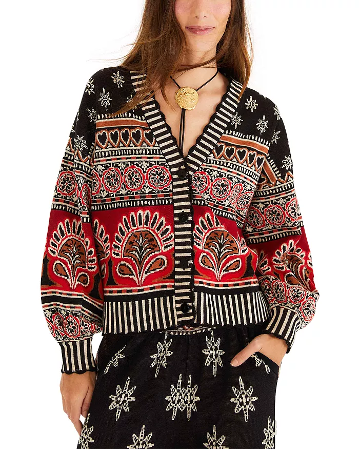 FARM RIO AINIKA LOVE COCONUT GROOVE KNIT CARDIGAN