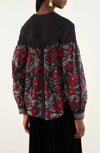 FARM RIO VALENTINA BLACK LONG SLEEVE BLOUSE