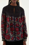 FARM RIO VALENTINA BLACK LONG SLEEVE BLOUSE