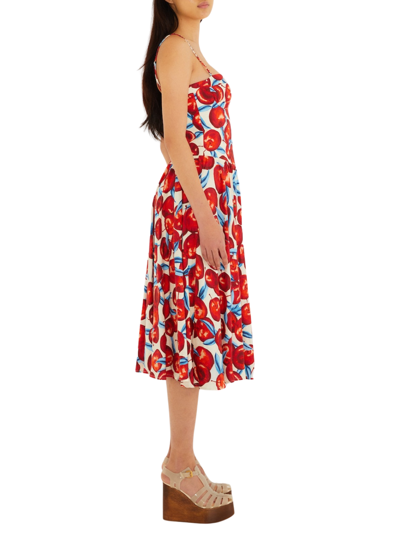 farm rio red sleeveless midi dress FARM RIO CHERRY BLOSSOM SLEEVELESS MIDI DRESS – Shop-Skirt