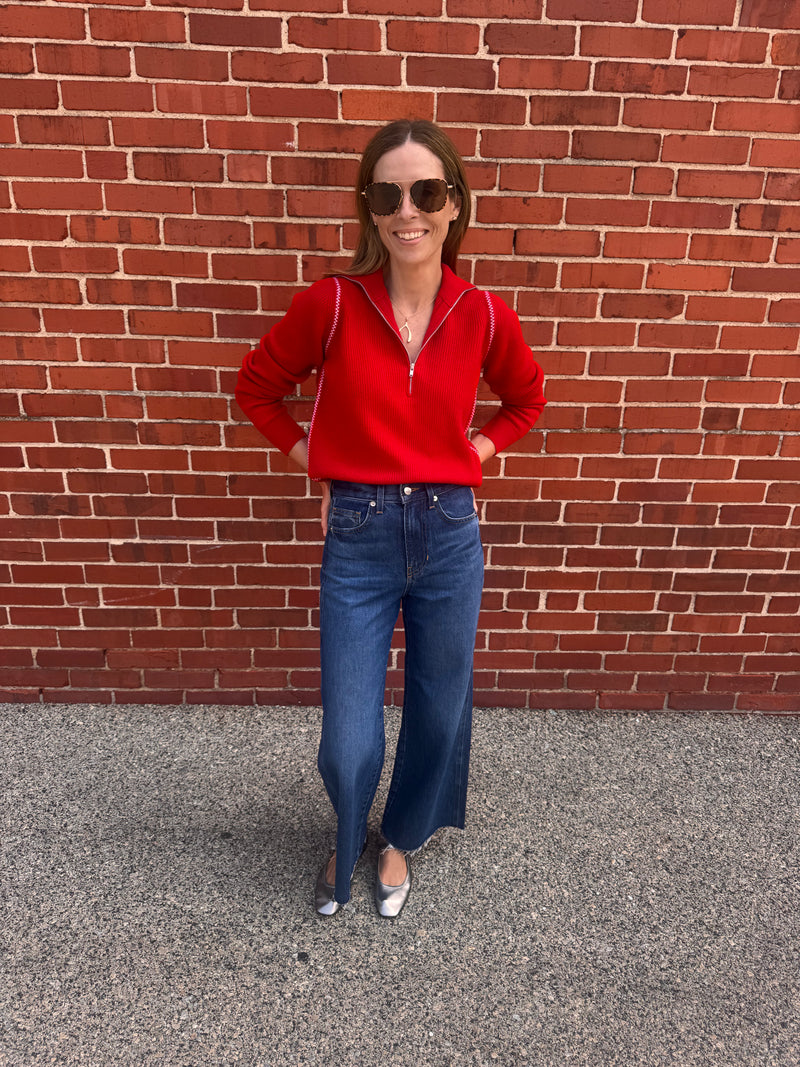 AUTUMN CASHMERE RIBBED 1/4 ZIP SWEATER (10194940428593)