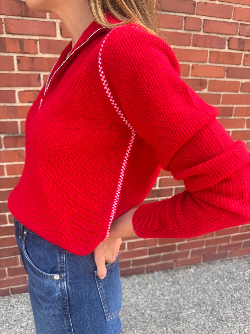 AUTUMN CASHMERE RIBBED 1/4 ZIP SWEATER (10194940428593)