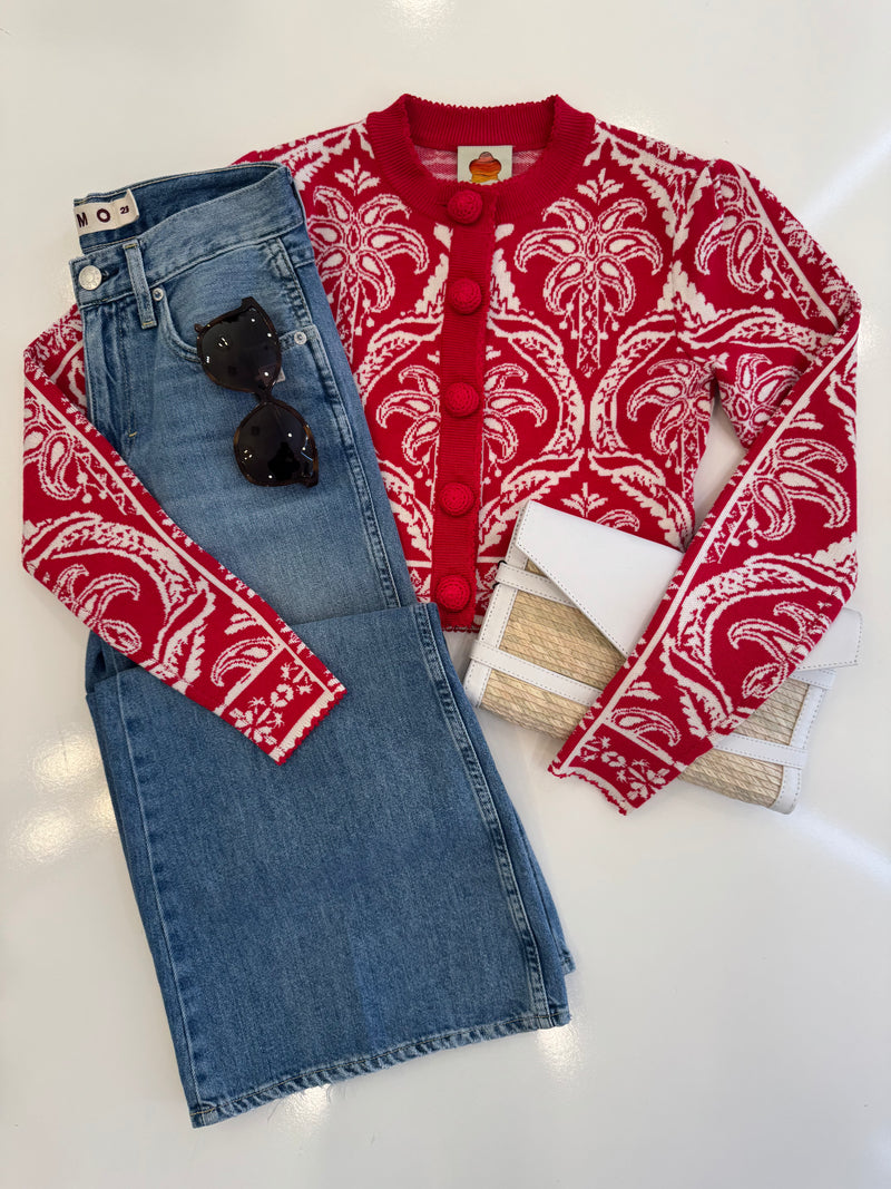 FARM RIO TROPICAL JACQUARD KNIT CARDIGAN (10161781899569)