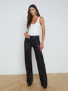 L'AGENCE COATED CLAYTON WIDE LEG PANT