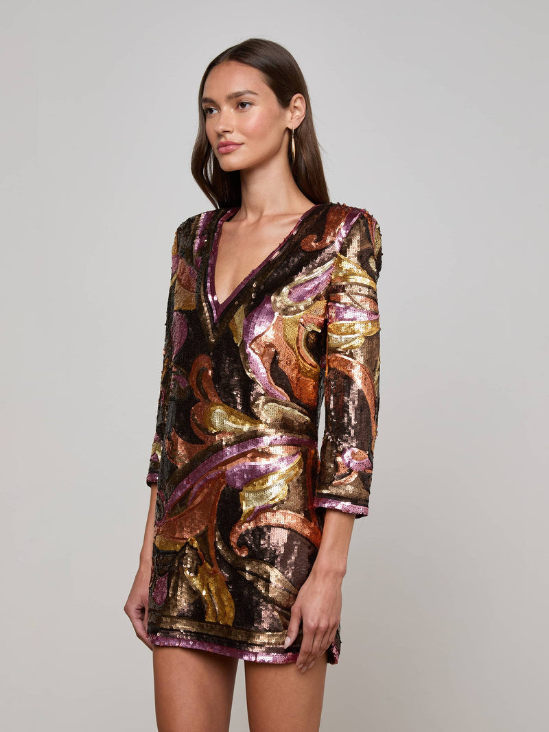 L'AGENCE OCTAVIA SEQUIN SHIFT DRESS