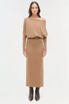 SIMKHAI JANESE OFF SHOULDER MIDI DRESS