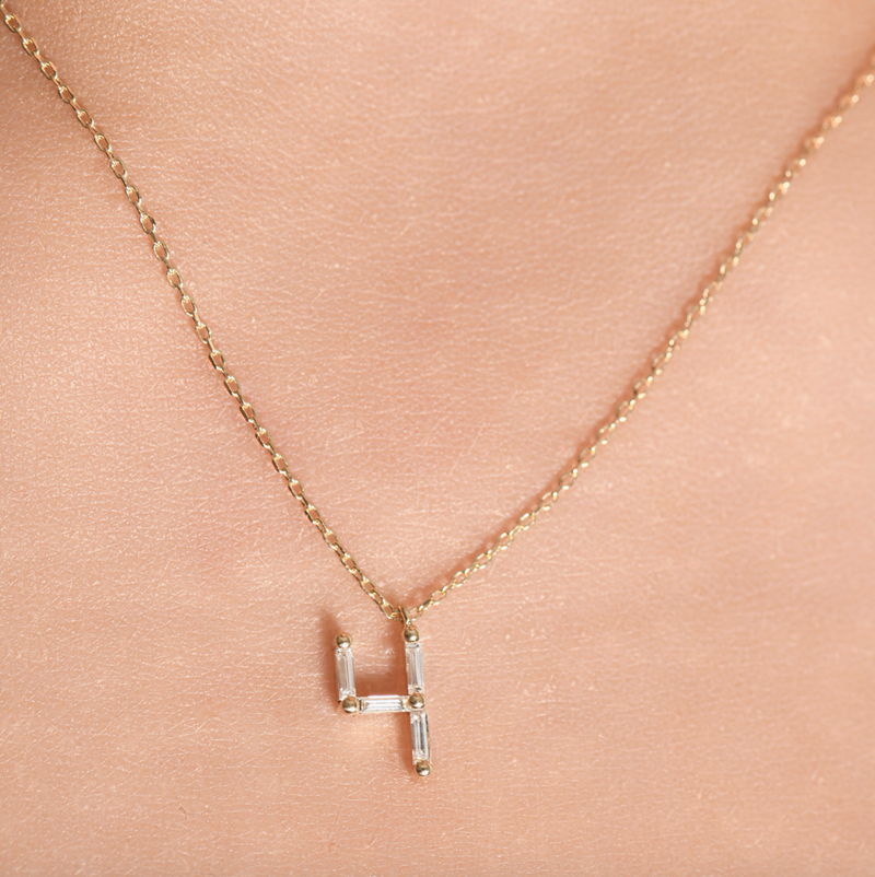 Gold Number 4 Neckl (9098317693233)