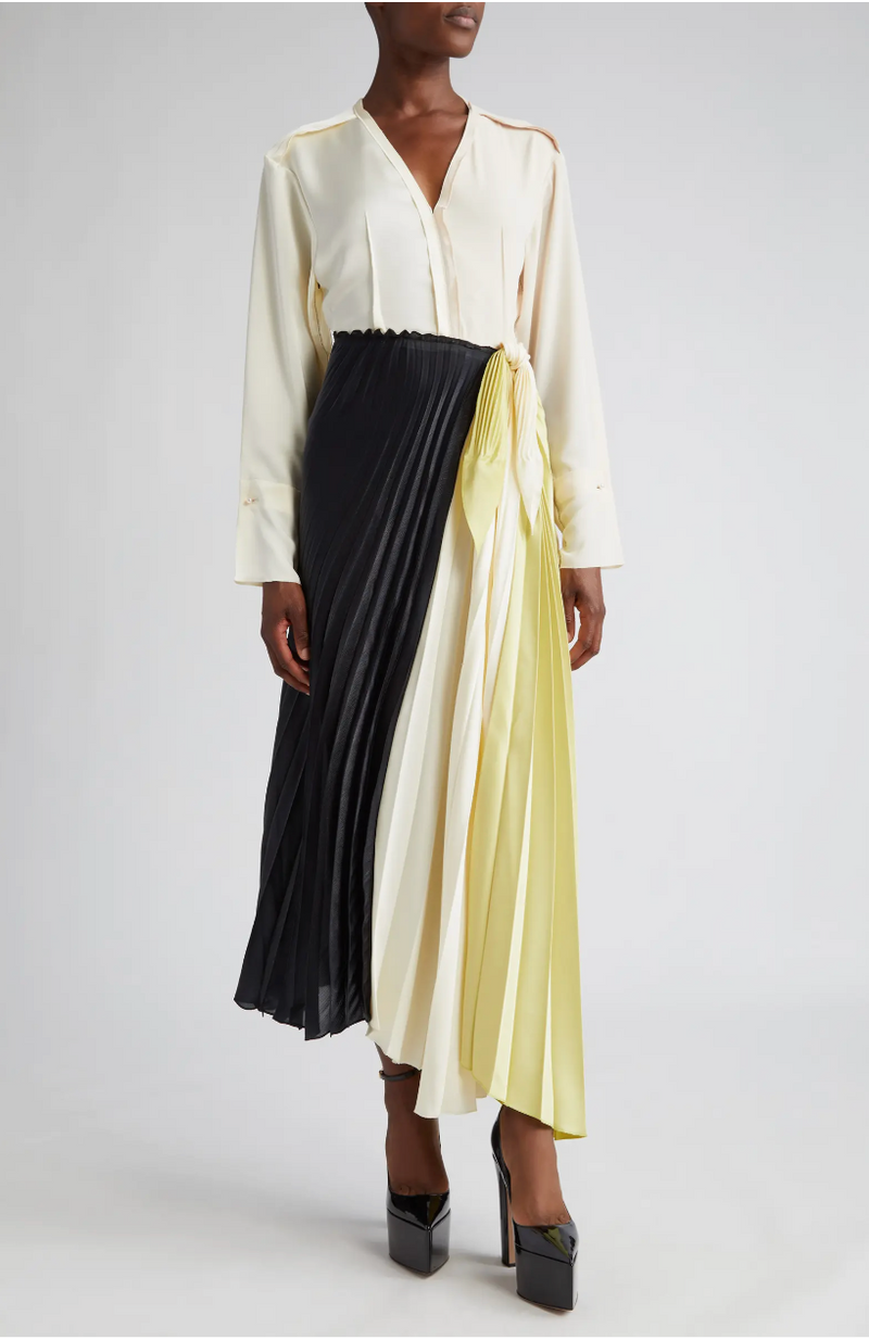 Long Sleeve Pleated Dress (8419783180593)
