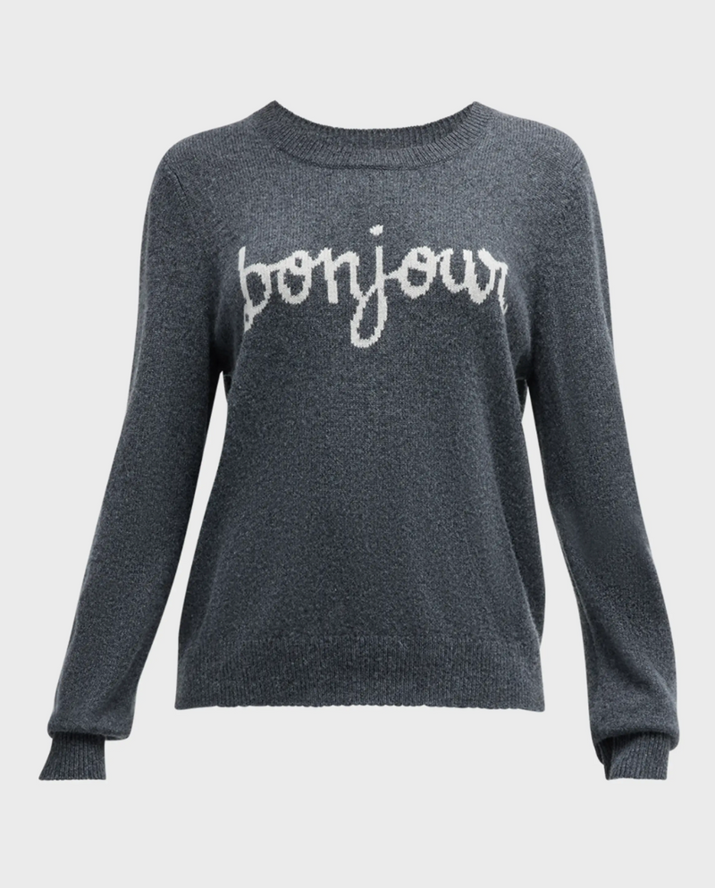 CINQ A SEPT BONJOUR GRAPHIC CREWNECK SWEATSHIRT (9382081626417)