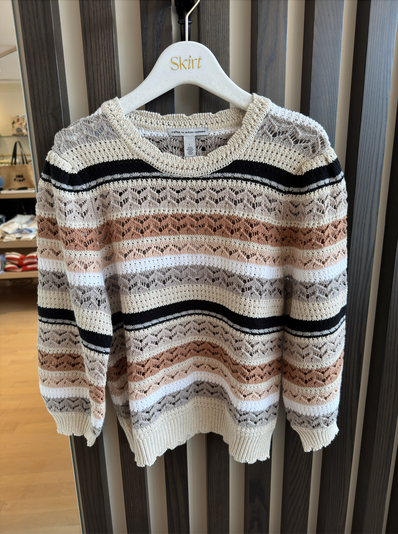AUTUMN CASHMERE MULTI STITCH PUFF SLEEVE CREW (10163727335729)