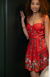 FARM RIO SWEET BLOOM BOUQUET RED SLEEVE DRESS (10165212315953)
