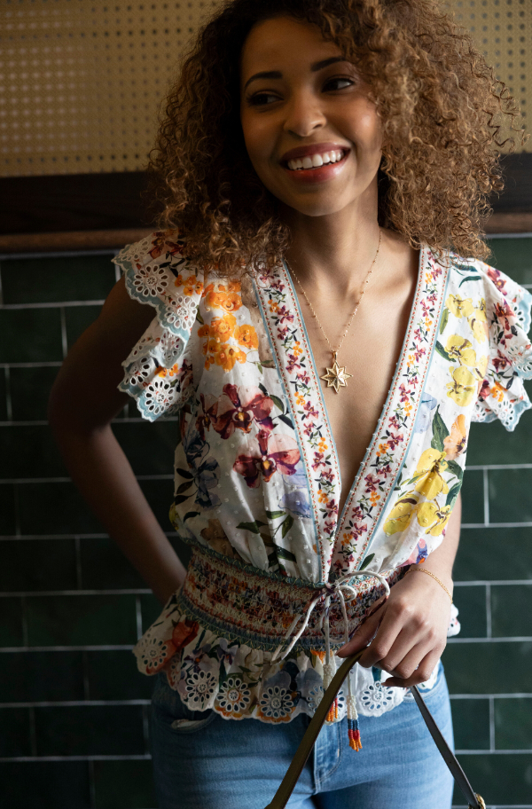 FARM RIO GREEK GARDEN OFF-WHITE BLOUSE (10165213790513)