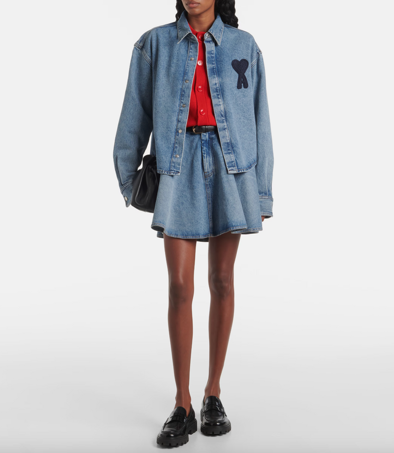AMI DE COEUR CROPPED DENIM SHIRT (9861051089201)