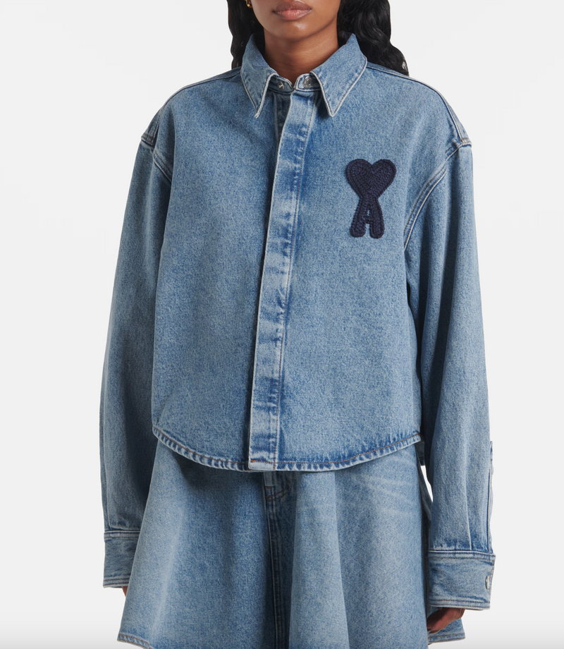 AMI DE COEUR CROPPED DENIM SHIRT (9861051089201)