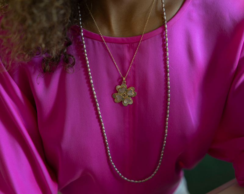 JANE WIN DOUBLE WRAP PINK PEARL NECKLACE (10132332183857)