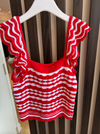 AUTUMN CASHMERE TWO TONE FLUTTER SLEEVE TOP (10163727401265)