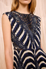 ULLA JOHNSON VIOLETA PLEATED SLEEVELESS MIDI DRESS