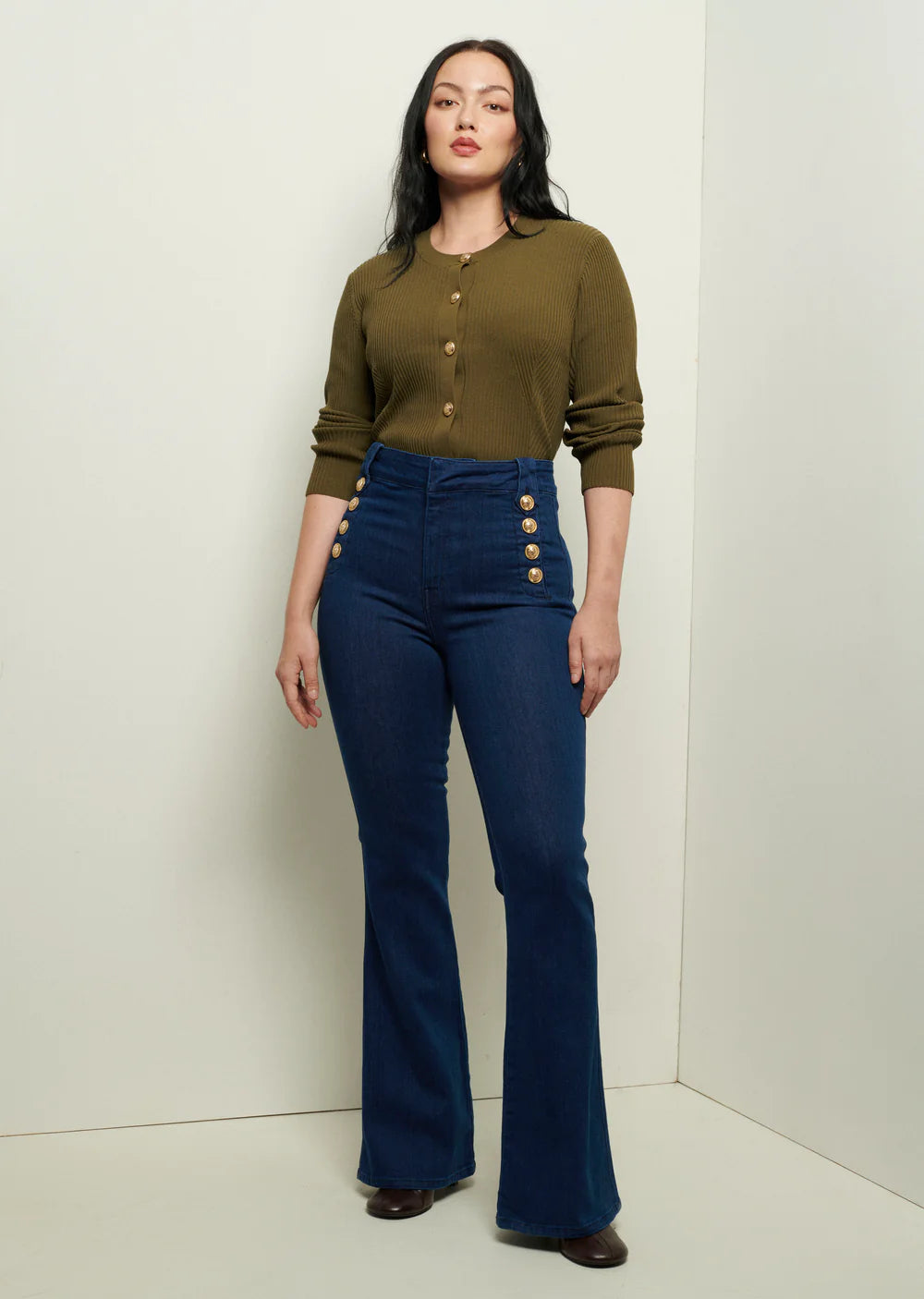Robertson flare trouser sales with sailor buttons