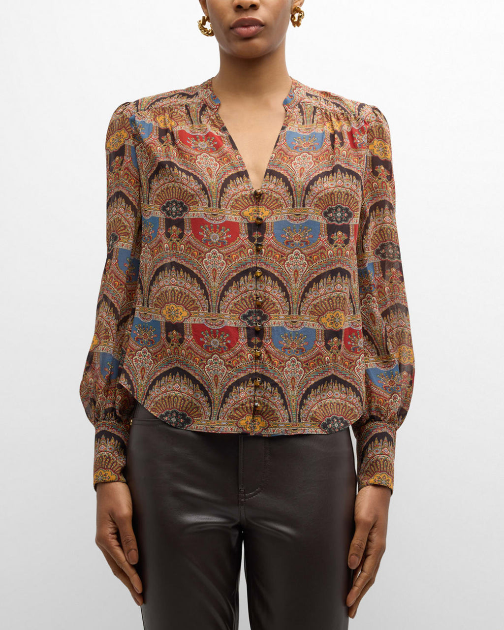 VERONICA BEARD Loreto Embroidered Silk Blouse Size 4 2024